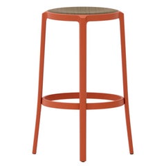 Emeco On & On Barstool in Orange with Walnut Plywood Seat by Barber & Osgerby