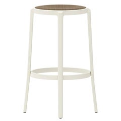 Emeco On & On Barstool in White with Walnut Plywood Seat by Barber & Osgerby