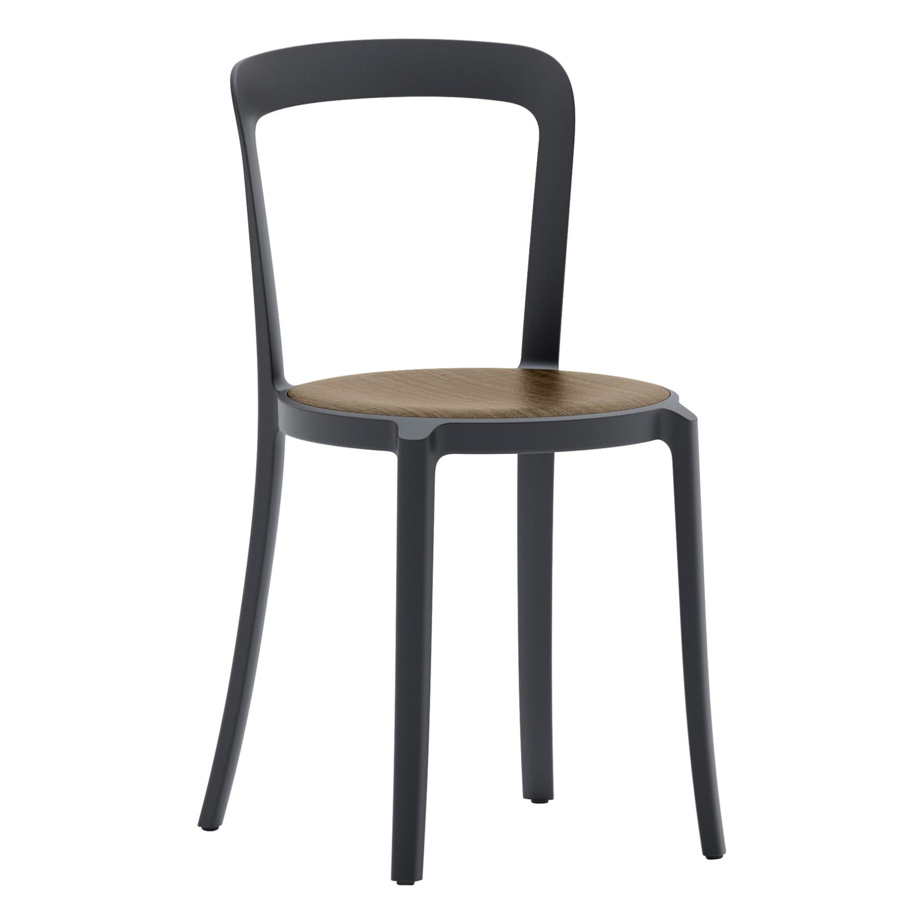 Emeco On & On Stacking Chair in Black with Walnut seat by Barber & Osgerby