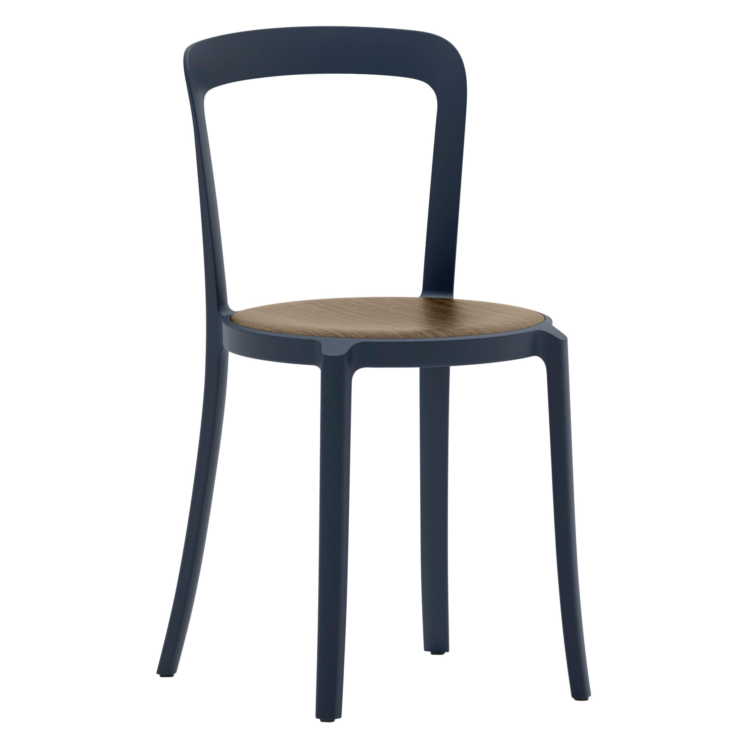 Emeco On & On Stacking Chair in Dark Blue with Walnut seat by Barber & Osgerby