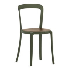 Emeco On & On Stacking Chair in Green with Walnut seat by Barber & Osgerby