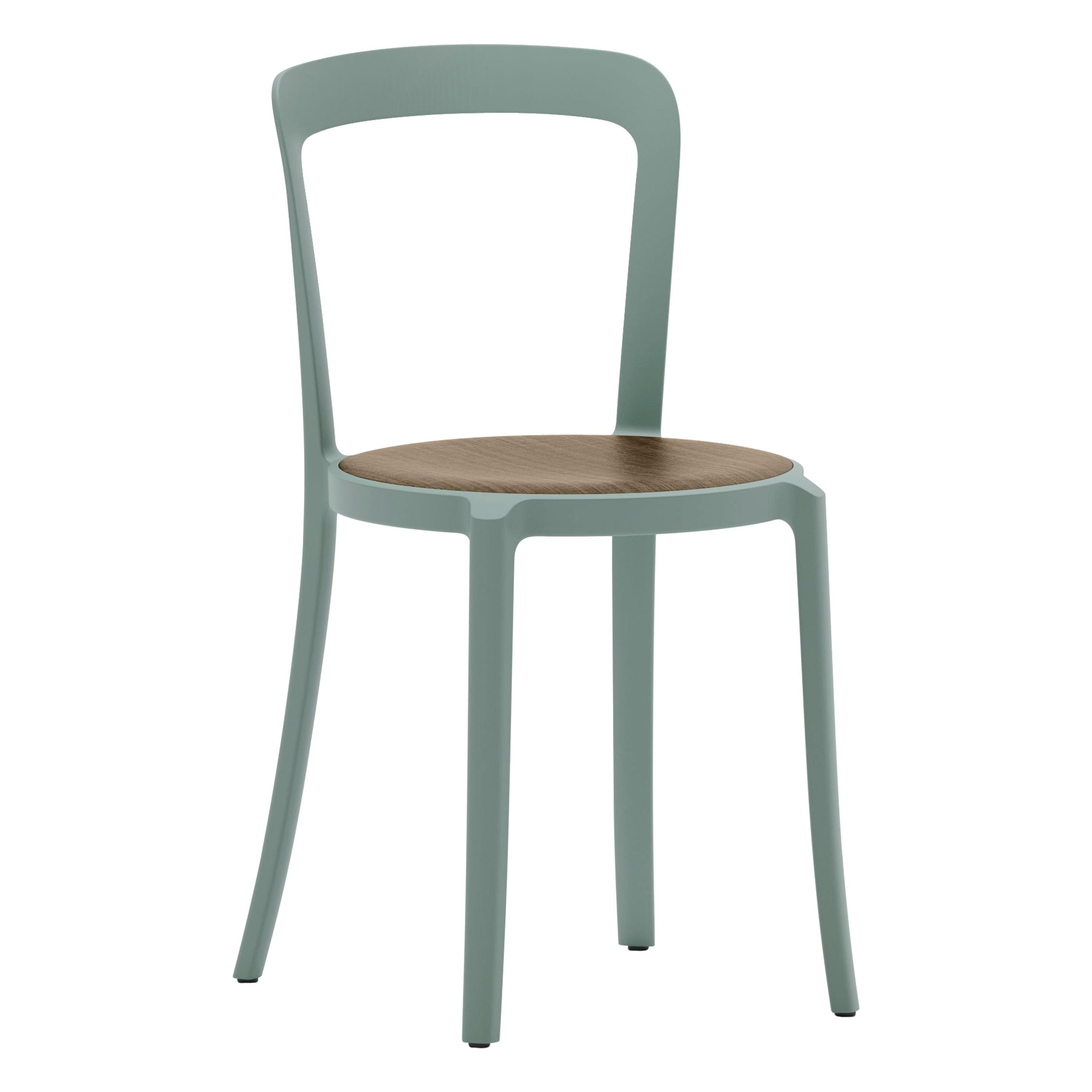 Emeco On & On Stacking Chair in Light Blue with Walnut seat by Barber & Osgerby
