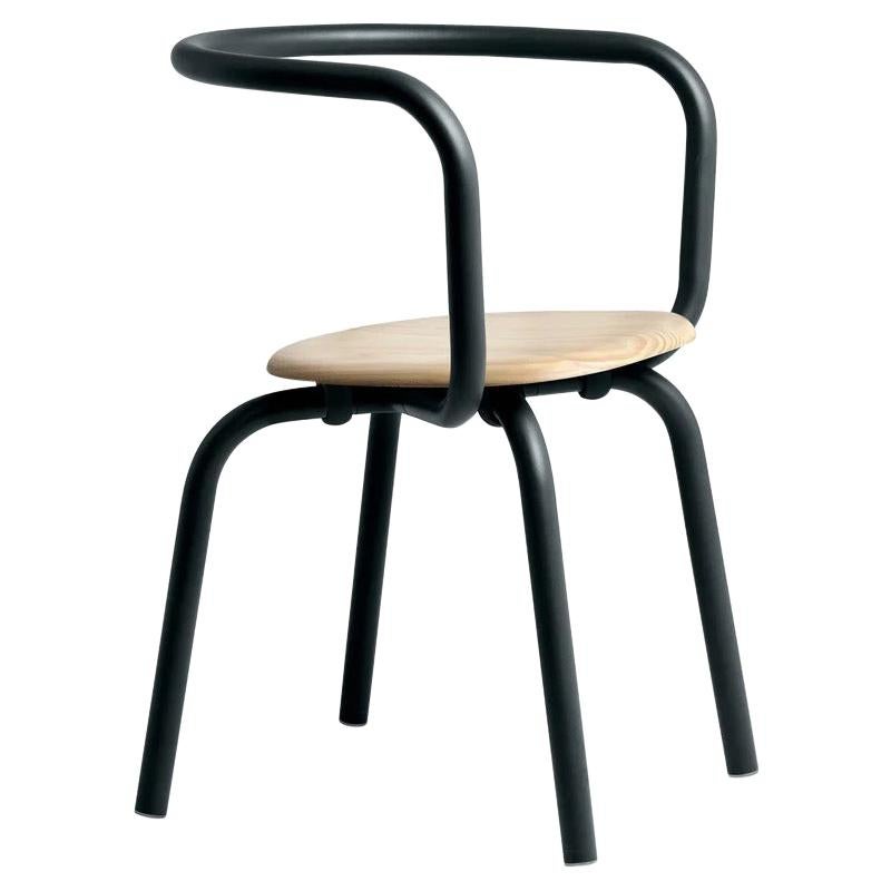 Emeco Parrish Black Side Chair with Accoya Seat by Konstantin Grcic