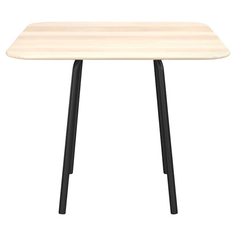 Emeco Parrish Large Black Aluminum Cafe Table with Wood Top by Konstantin Grcic For Sale