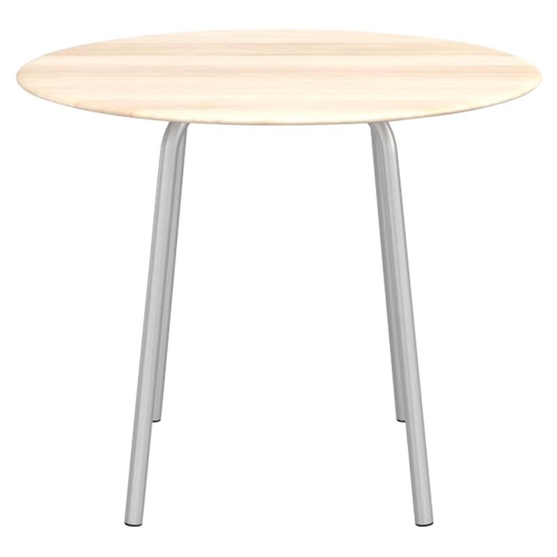 Emeco Parrish Large Round Aluminum Cafe Table with Wood Top by Konstantin Grcic