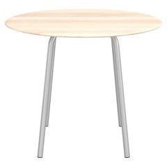 Emeco Parrish Large Round Aluminum Cafe Table with Wood Top by Konstantin Grcic
