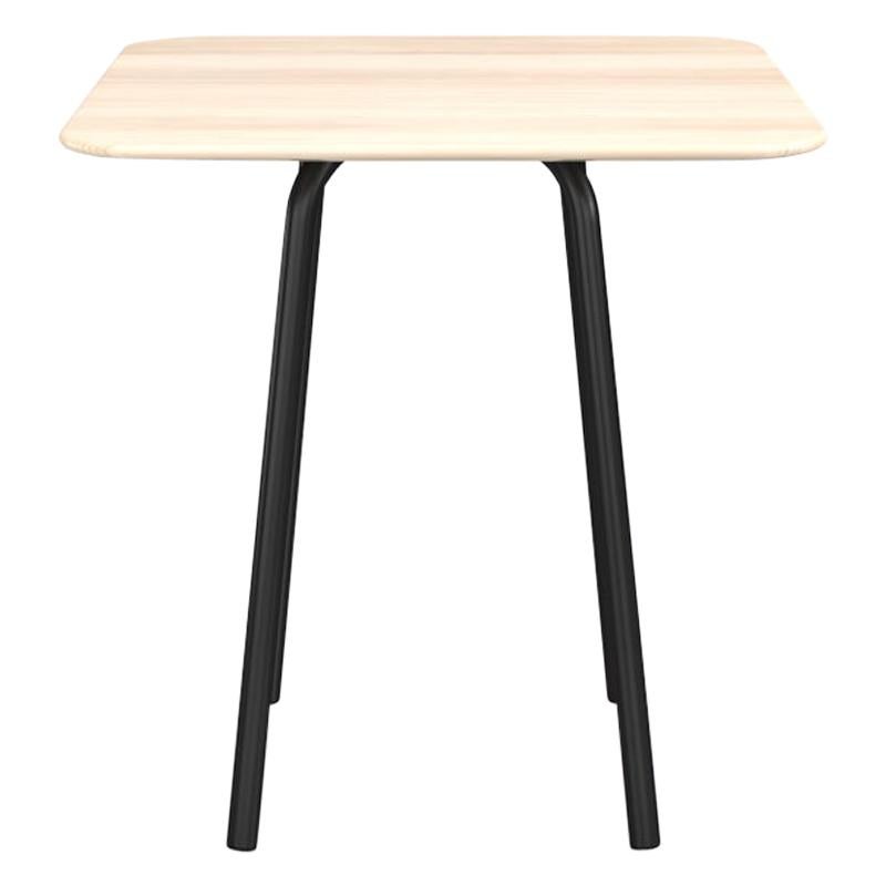 Emeco Parrish Medium Black Aluminum Cafe Table with Wood Top by Konstantin Grcic For Sale