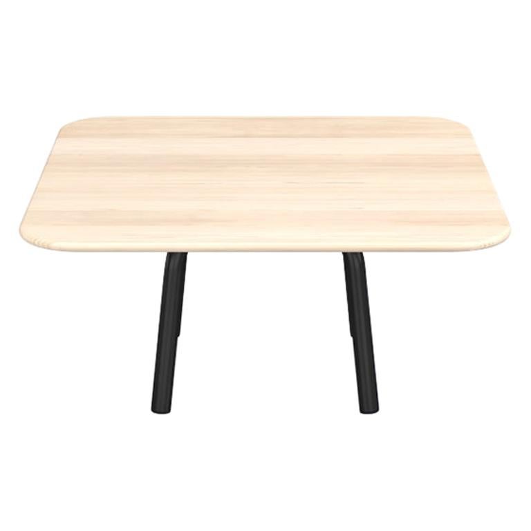 Emeco Parrish Medium Black Aluminum Low Table with Wood Top by Konstantin Grcic