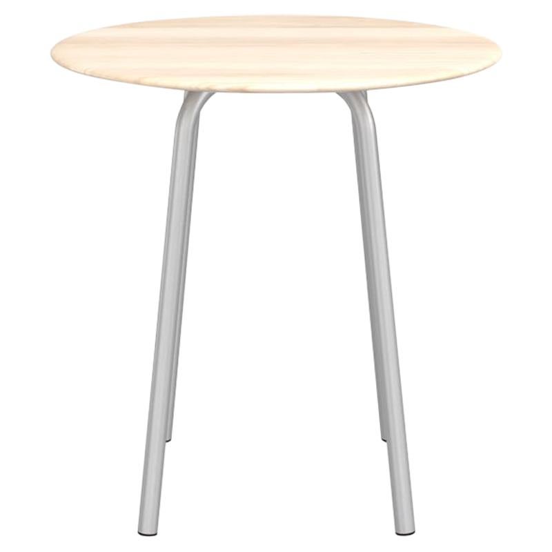 Emeco Parrish Medium Round Aluminum Cafe Table with Wood Top by Konstantin Grcic For Sale
