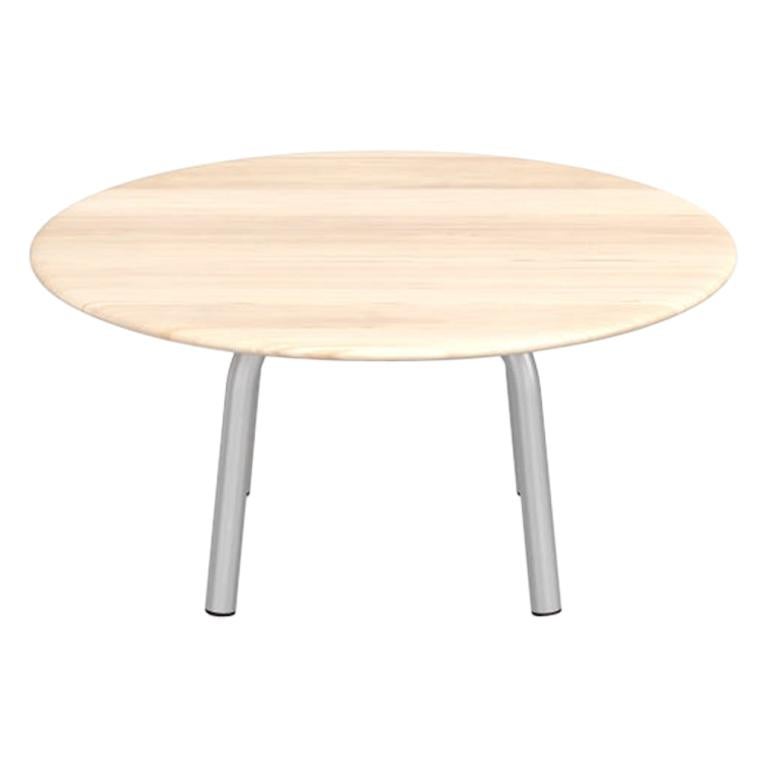 Emeco Parrish Medium Round Aluminum Low Table with Wood Top by Konstantin Grcic