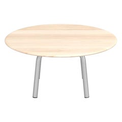Emeco Parrish Medium Round Aluminum Low Table with Wood Top by Konstantin Grcic