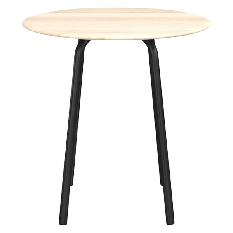 Emeco Parrish Round Black Aluminum Cafe Table with Wood Top by Konstantin Grcic For Sale