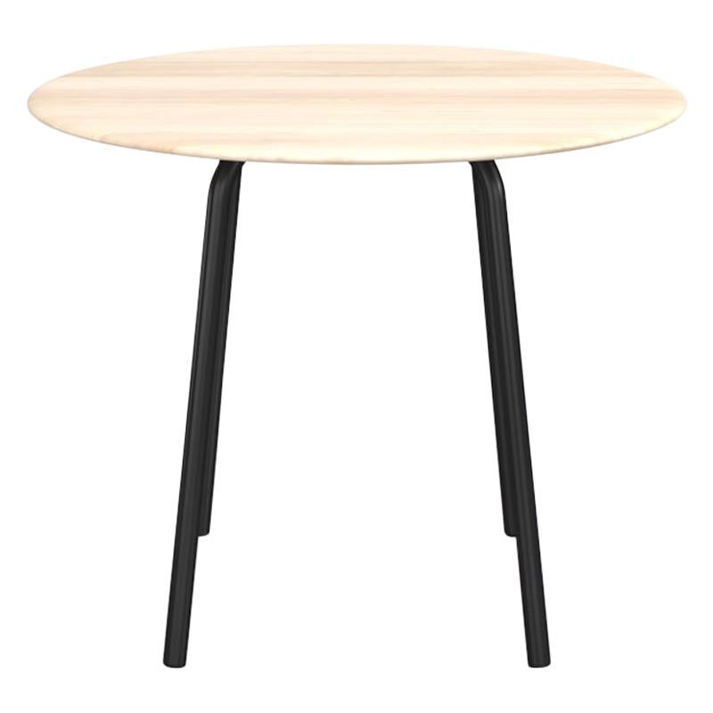 Emeco Parrish Round Black Aluminum Cafe Table with Wood Top by Konstantin Grcic For Sale