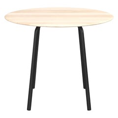 Emeco Parrish Round Black Aluminum Cafe Table with Wood Top by Konstantin Grcic