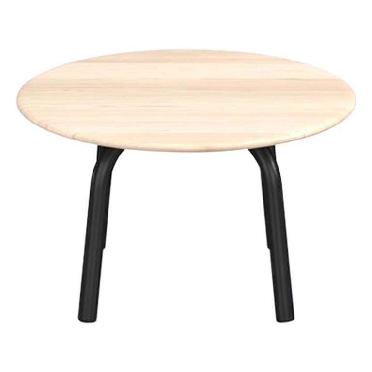 Emeco Parrish Round Black Aluminum Low Table with Wood Top by Konstantin Grcic