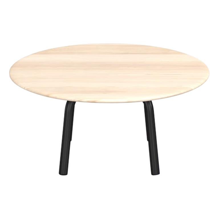 Emeco Parrish Round Black Aluminum Low Table with Wood Top by Konstantin Grcic For Sale