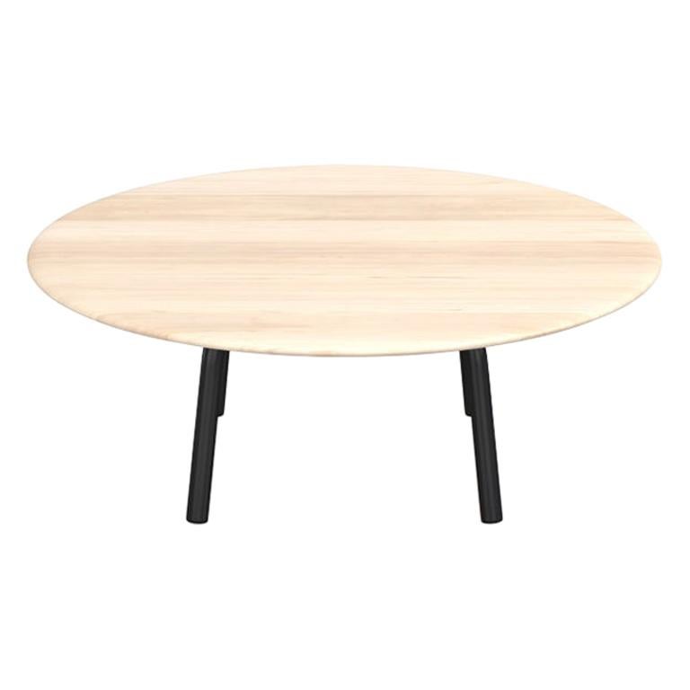 Emeco Parrish Round Black Aluminum Low Table with Wood Top by Konstantin Grcic For Sale