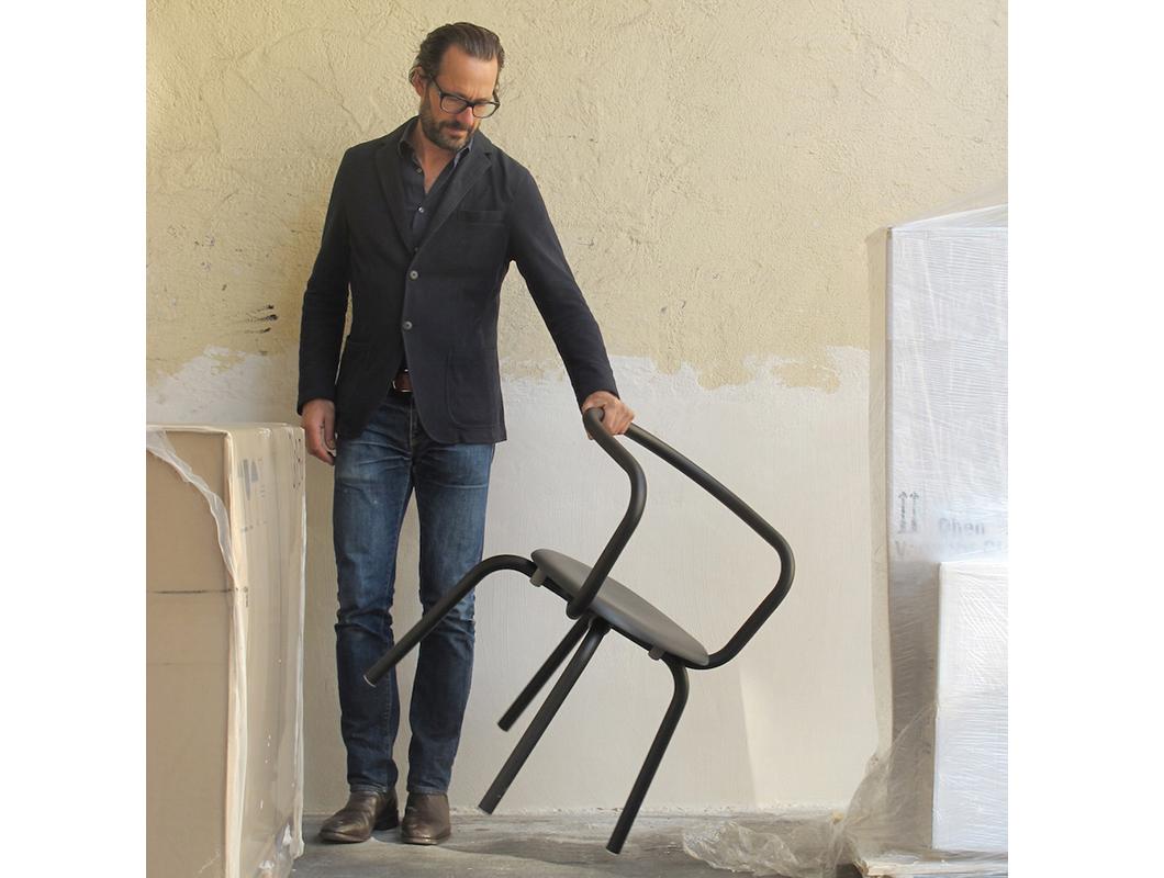 Emeco Parrish Side Chair in Red Powder-Coat and Black by Konstantin Grcic 1