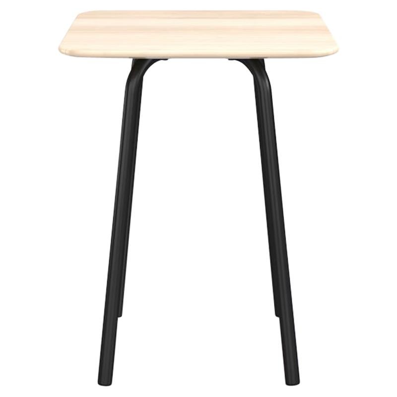 Emeco Parrish Small Black Aluminum Cafe Table with Wood Top by Konstantin Grcic For Sale