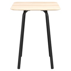 Emeco Parrish Small Black Aluminum Cafe Table with Wood Top by Konstantin Grcic