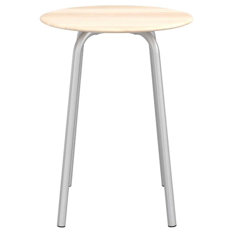 Emeco Parrish Small Round Aluminum Cafe Table with Wood Top by Konstantin Grcic For Sale