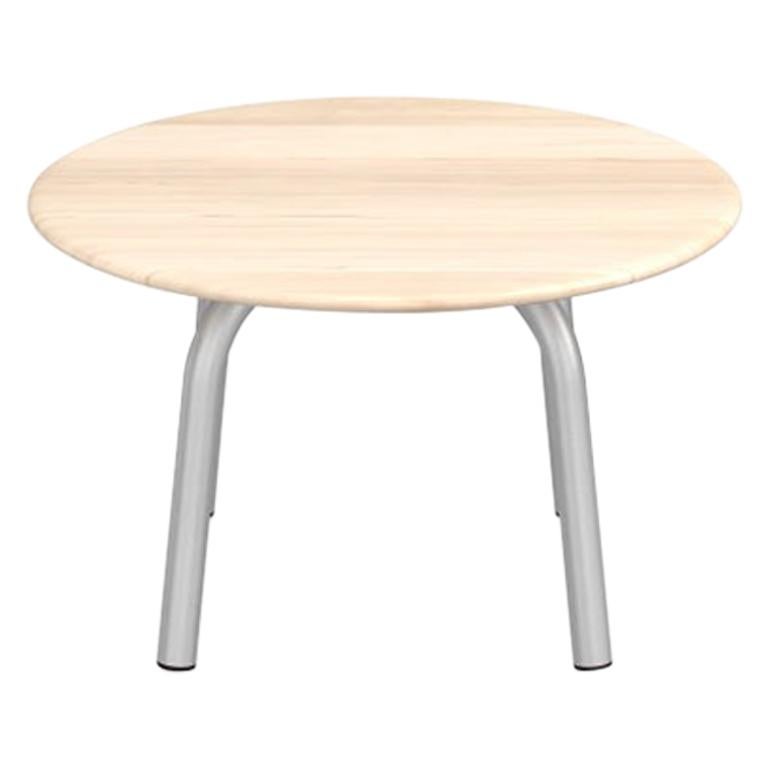 Emeco Parrish Small Round Aluminum Low Table with Wood Top by Konstantin Grcic