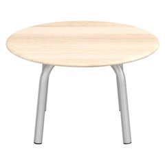Emeco Parrish Small Round Aluminum Low Table with Wood Top by Konstantin Grcic