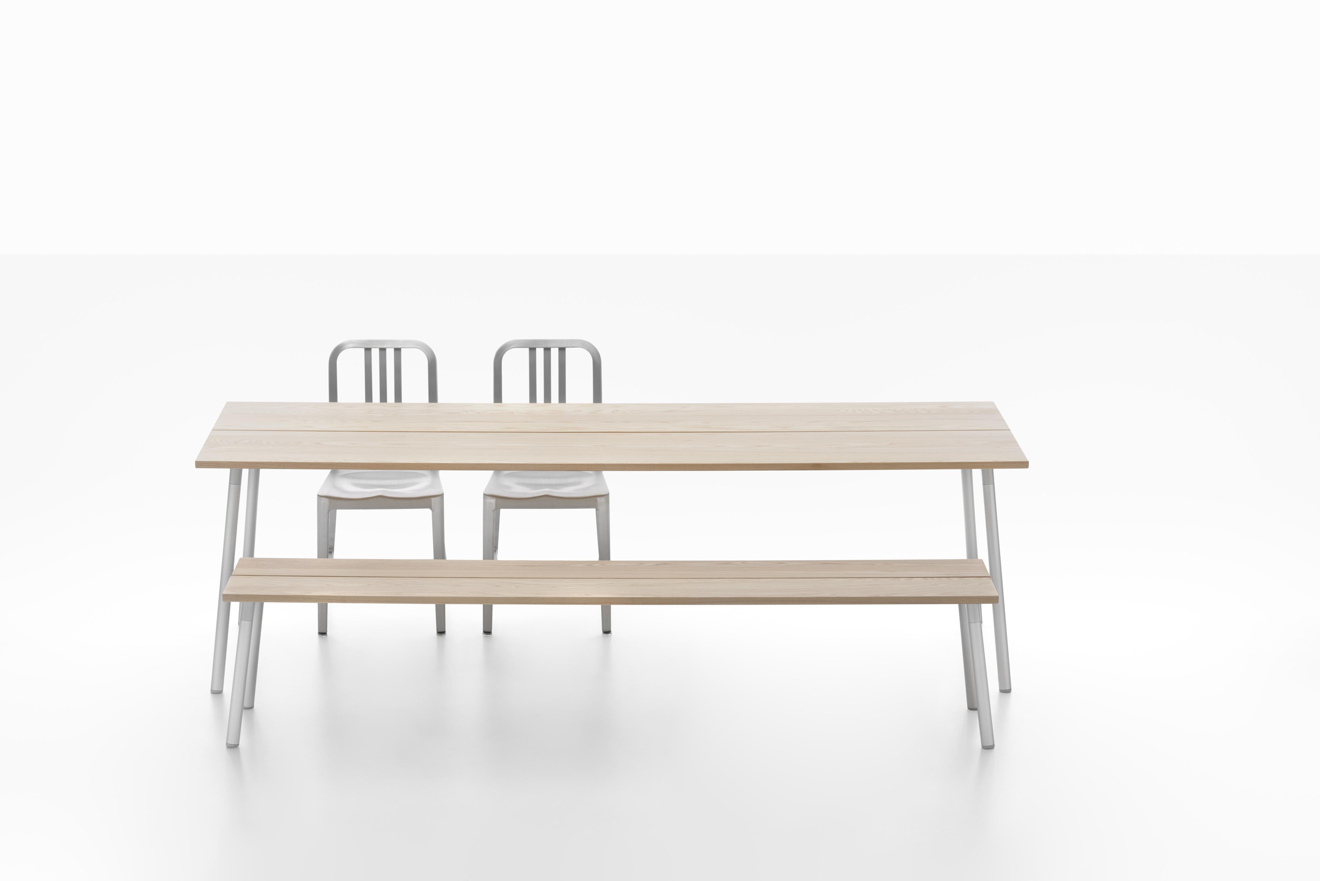 Contemporary Emeco Run 3-Seat Bench in Aluminum and Walnut by Sam Hecht & Kim Colin For Sale