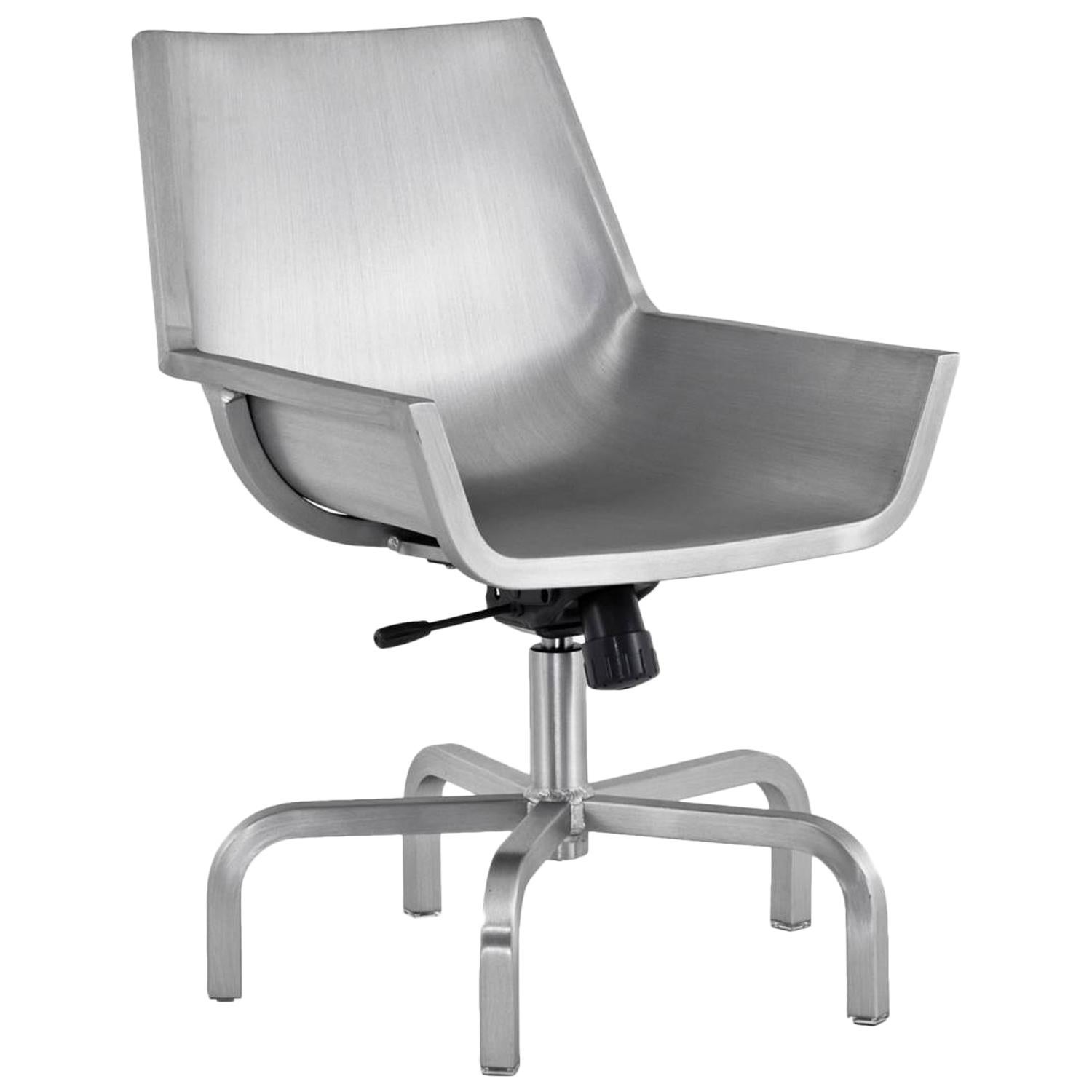 Emeco Sezz Swivel Chair w/ Glides in Brushed Aluminum by Christophe Pillet 