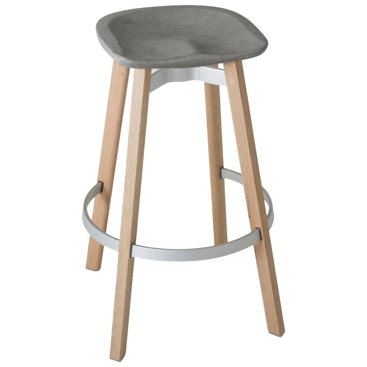 Emeco Su Barstool in Wood with Eco-Concrete Seat by Nendo