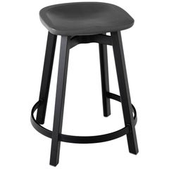 Emeco Su Counter Stool in Black Aluminum w/ Charcoal Seat by Nendo