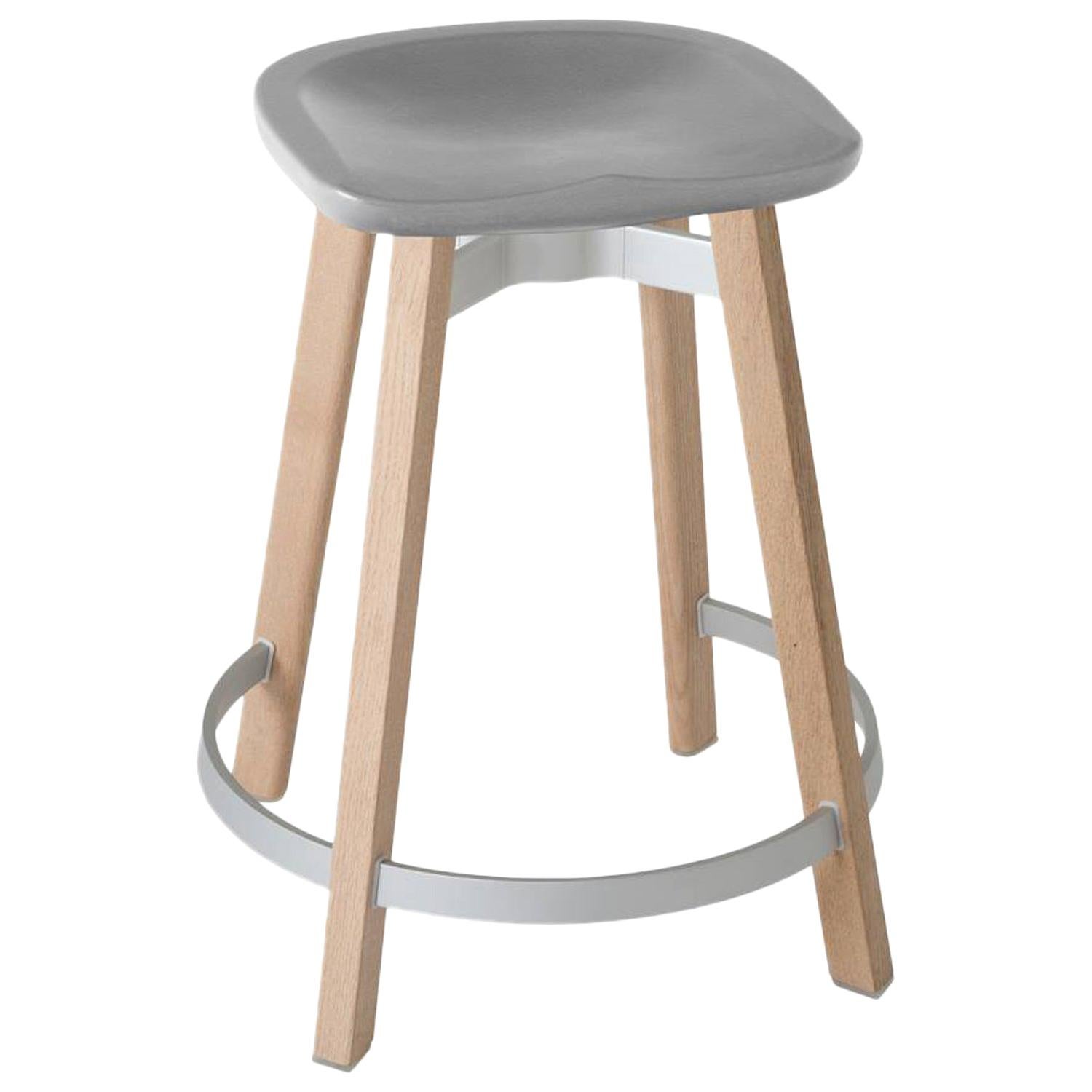 Emeco Su Counter Stool in Wood w/ Flint Seat by Nendo