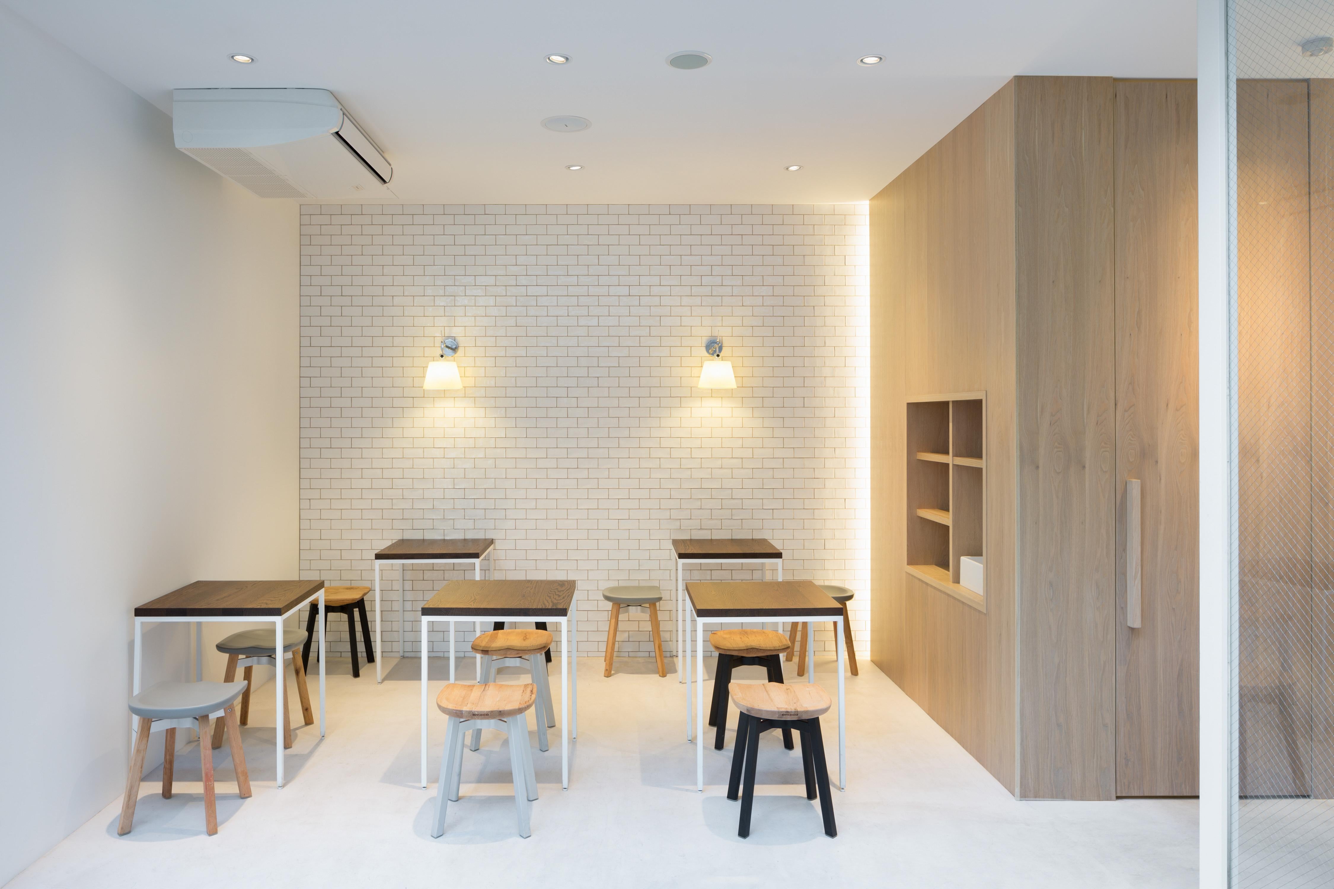 Emeco Su Counter Stool in Wood with Red Seat by Nendo 1