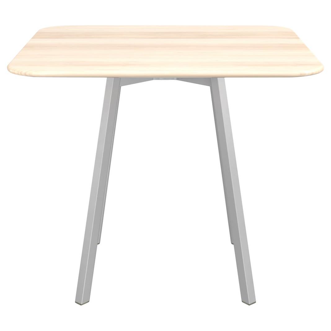 Emeco Su Large Square Cafe Table with Anodized Aluminum Frame & Wood Top by  For Sale