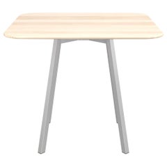 Emeco Su Large Square Cafe Table with Anodized Aluminum Frame & Wood Top by 