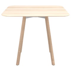 Grande table basse carrée Emeco Su avec cadre en chêne et plateau en bois d'acajou par Nendo