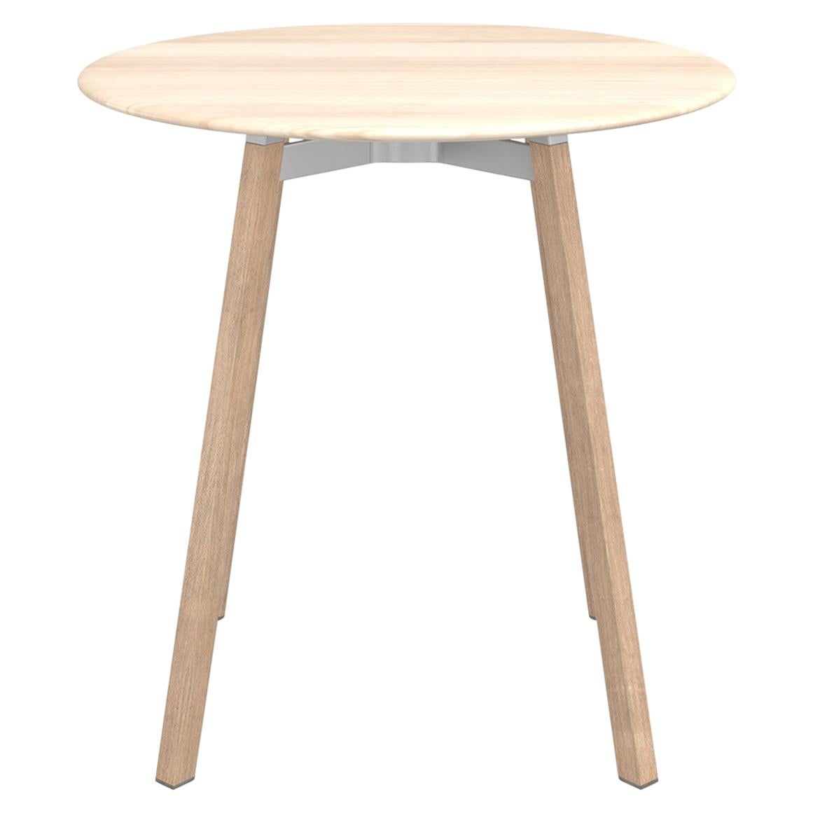 Emeco Su Medium Runder Cafe-Tisch mit Eichenholzrahmen und Accoya-Holzplatte von Nendo im Angebot