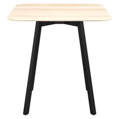 Emeco Su Medium Square Cafe Table with Black Anodized Frame & Wood Top by Nendo