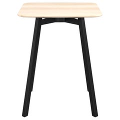 Emeco Su Small Square Cafe Table with Black Anodized Frame & Wood Top by Nendo