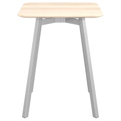 Emeco Su Square Cafe Table with Anodized Aluminum Frame & Wood Top by Nendo
