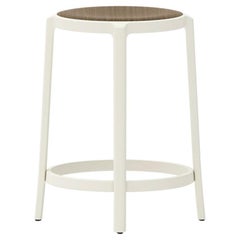 Emeco White  On & On Counter Stool with Walnut Plywood Seat by Barber & Osgerby