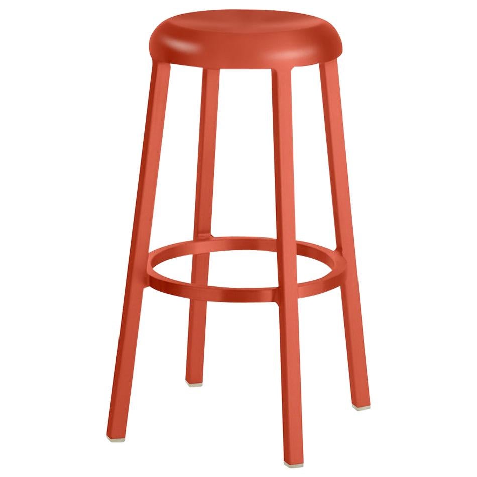 Emeco ZA Barstool in Coral Orange Finish by Naoto Fukasawa For Sale