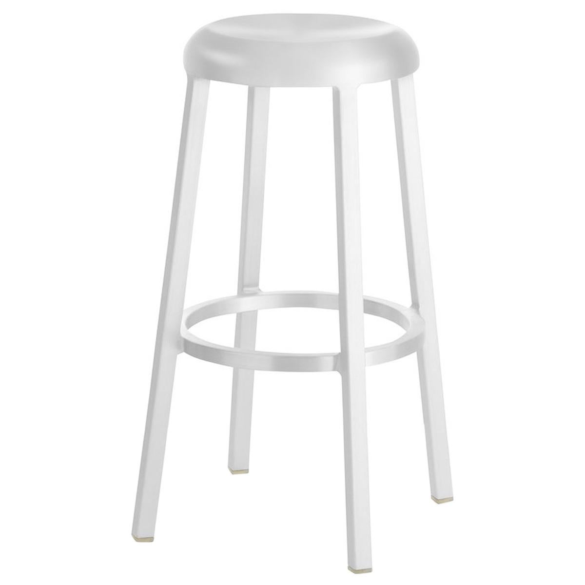 Emeco ZA Barstool in White Grey Finish by Naoto Fukasawa