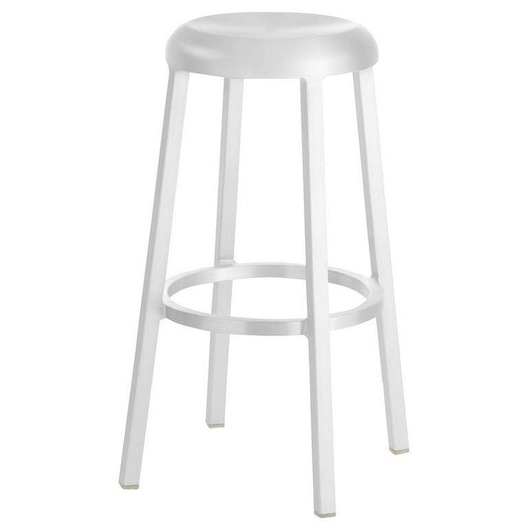 Emeco ZA Barstool in White Grey Finish by Naoto Fukasawa For Sale at