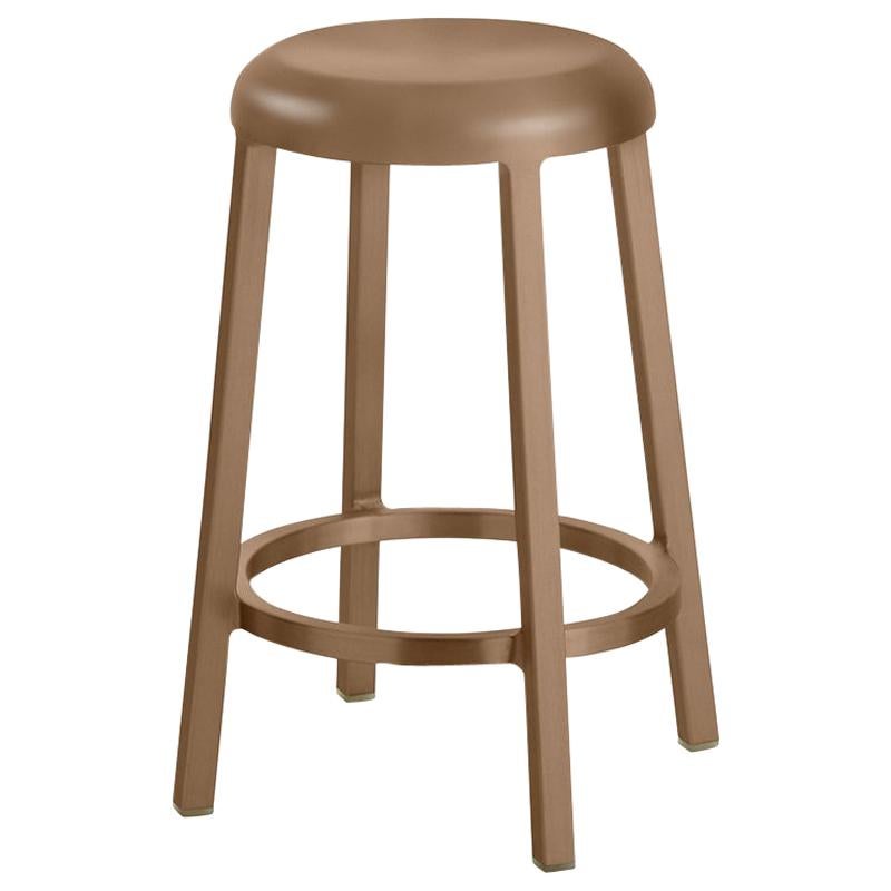 Emeco ZA Counter Stool in Sweater Brown Finish by Naoto Fukasawa For Sale