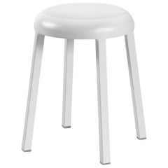 Emeco ZA Small Stool in White Grey Finish by Naoto Fukasawa