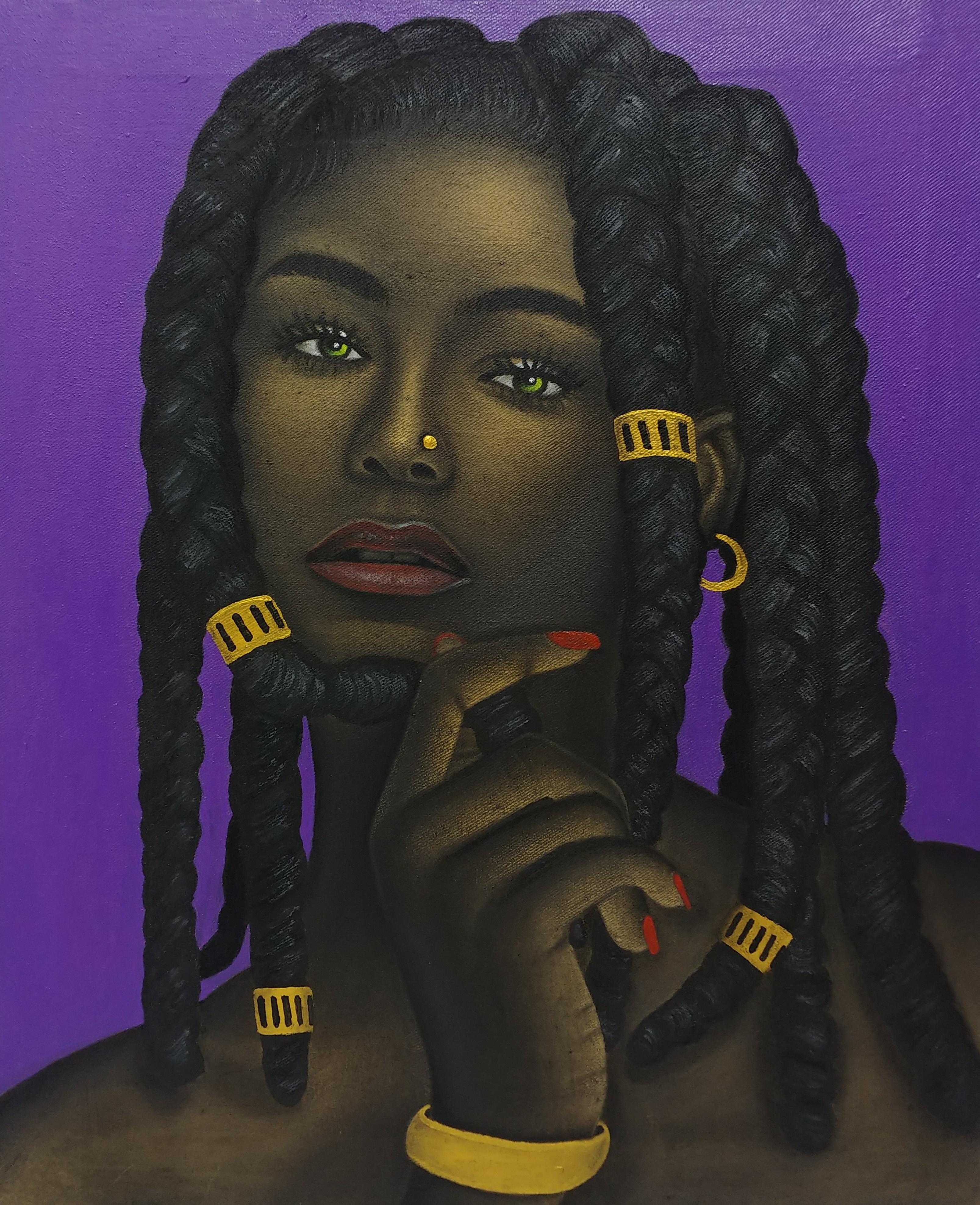 Emeka Ndibam Figurative Painting - Beauty of Blackness (Olanma)