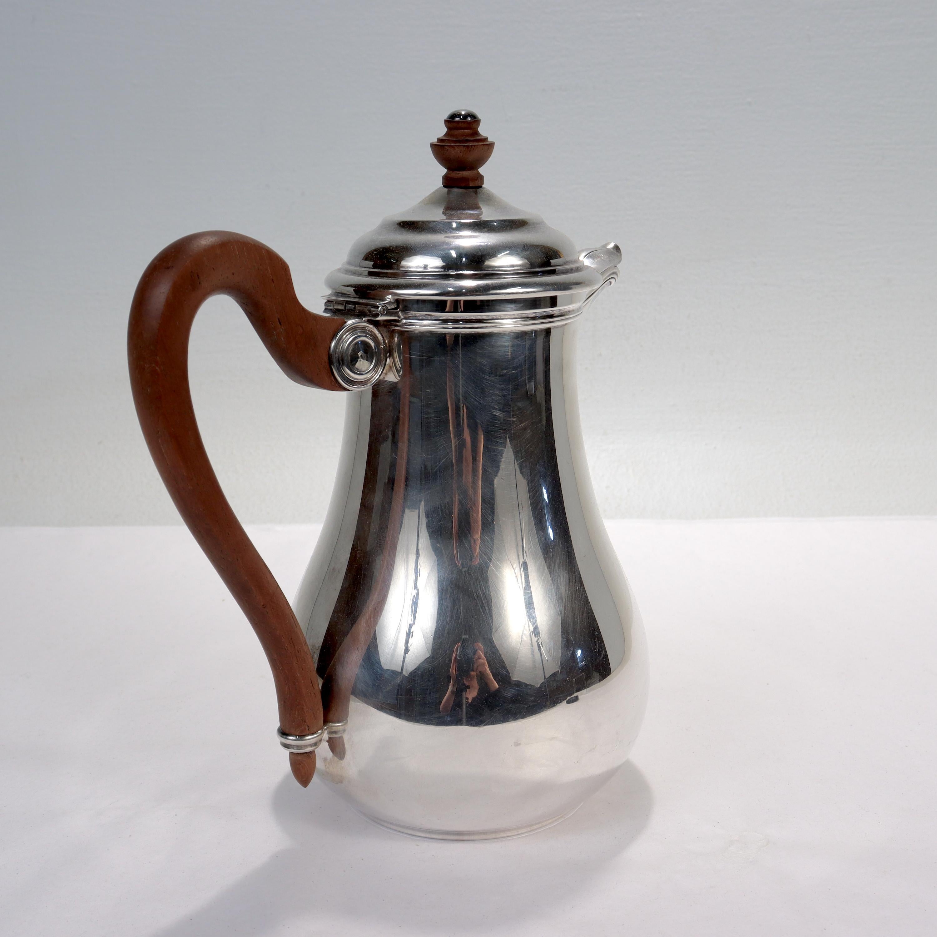 Emelie Puiforcat France French Empire Style Silver Plate Coffee Pot In Good Condition For Sale In Philadelphia, PA