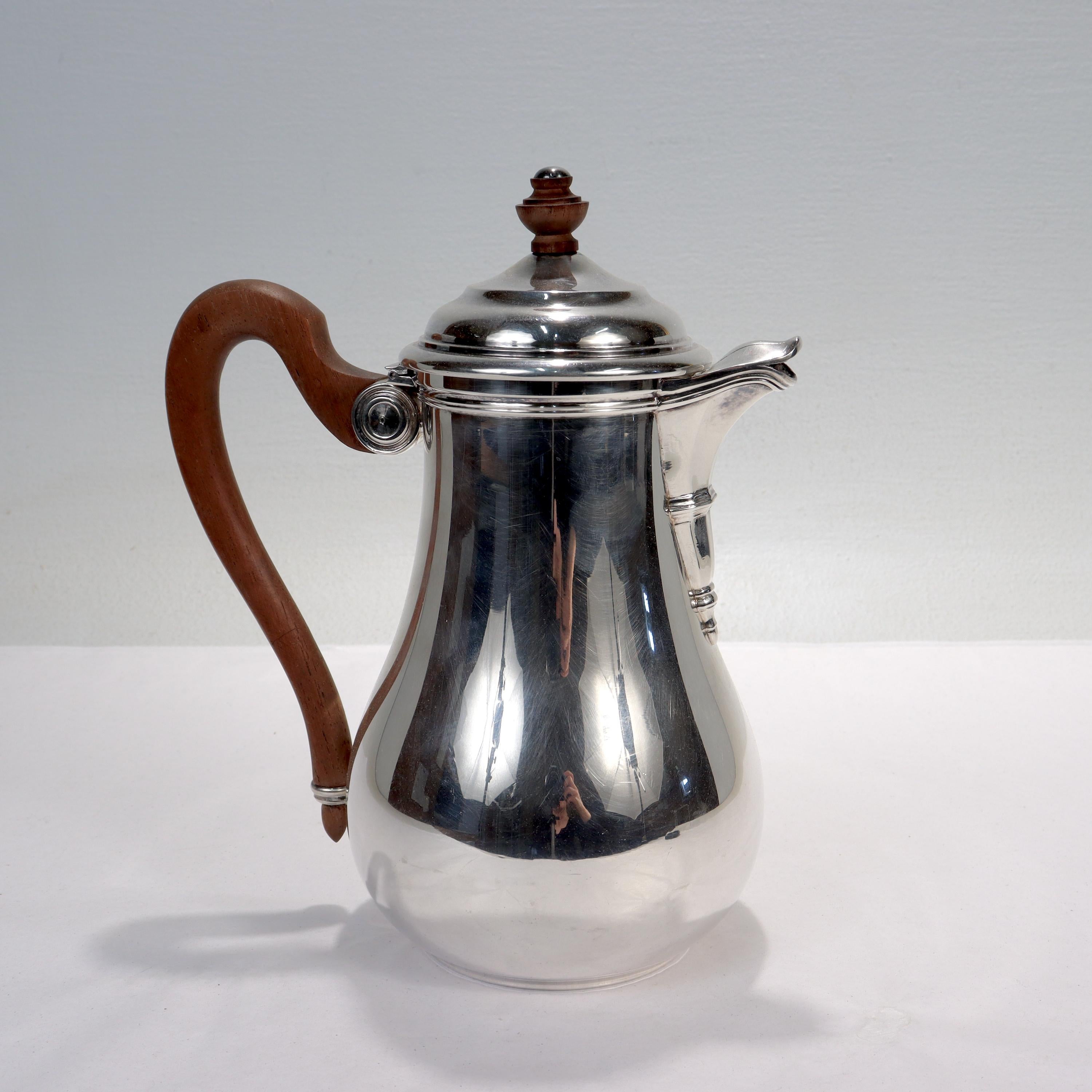 Women's or Men's Emelie Puiforcat France French Empire Style Silver Plate Coffee Pot For Sale