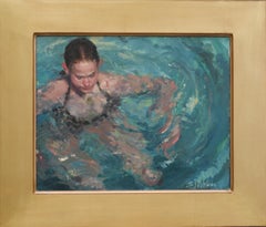 Rock Me Baby  Oil 14 x 20 Framed  Water Movement  Figurative Portraiture 